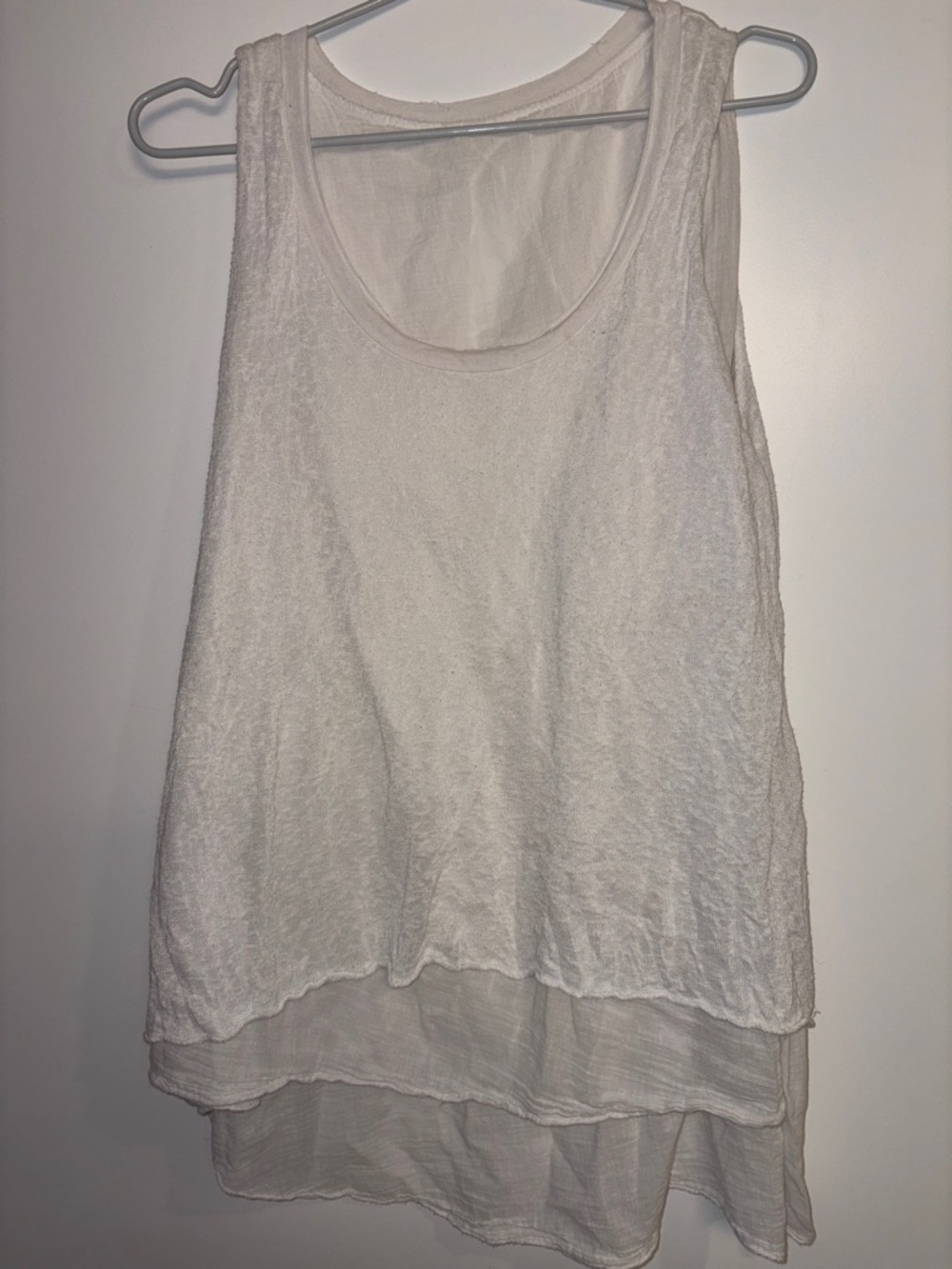 Women's White Layered Sleeveless Tank Top